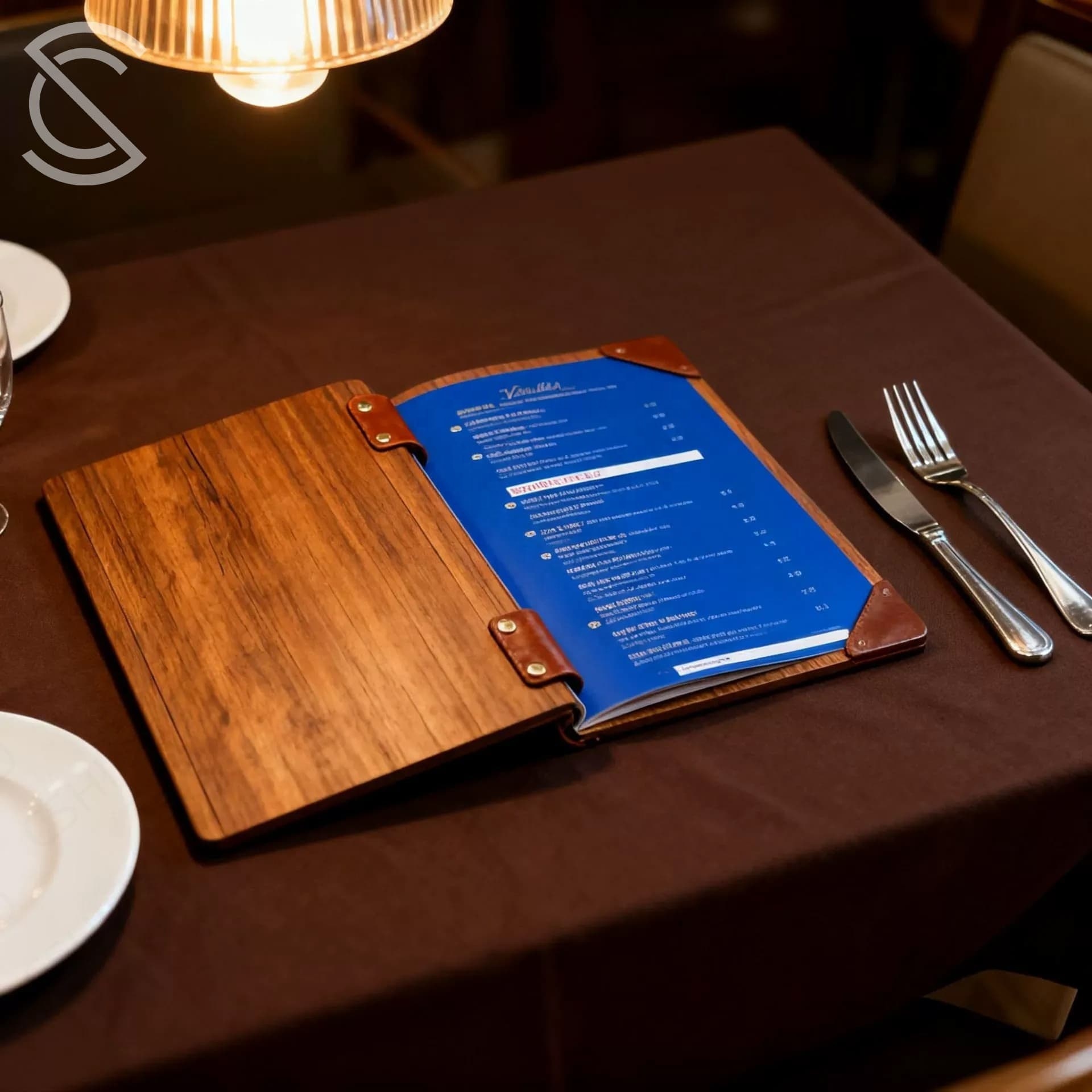 Cross-border Hot Items High-end Eco-friendly Premium Waterproof Walnut Vintage Menu Plywood Hotel Service Guide Cafe Clip Book