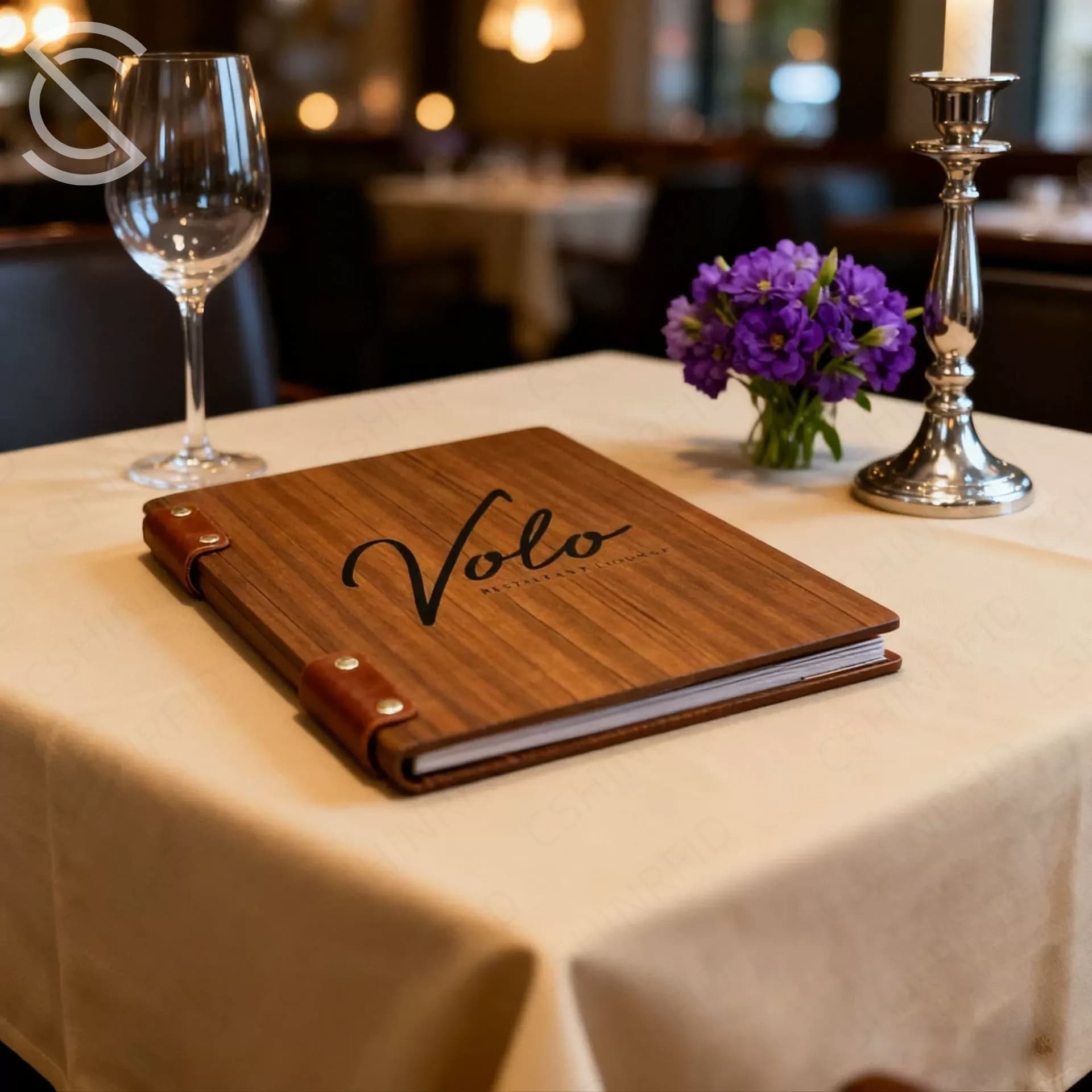 Cross-border Hot Items High-end Eco-friendly Premium Waterproof Walnut Vintage Menu Plywood Hotel Service Guide Cafe Clip Book