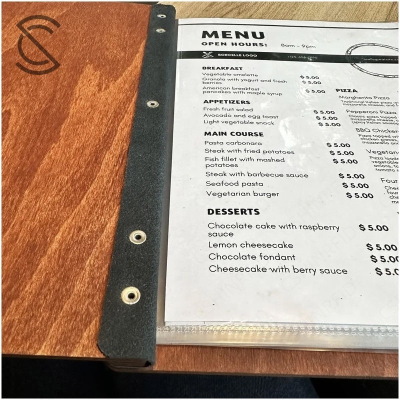 CshinRFID Wholesale Premium Sustainable Wood A4/A5 Menu Order Book for 5-star Restaurant Custom Engraved, Printed Logo