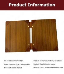 Cross-border Hot Items High-end Eco-friendly Premium Waterproof Walnut Vintage Menu Plywood Hotel Service Guide Cafe Clip Book