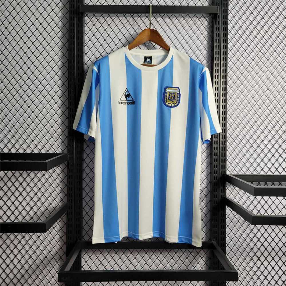 Argentina Jersey Custom Home Football Jersey 1986