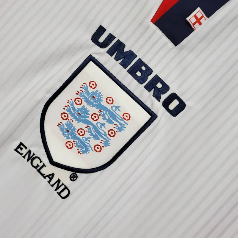 England Retro Soccer Jersey Home Custom Long Sleeve Shirt World Cup 1998