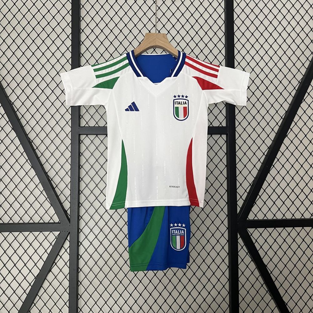 Italy Away Football Uniform Kids Kit Jersey+Shorts EURO 2024