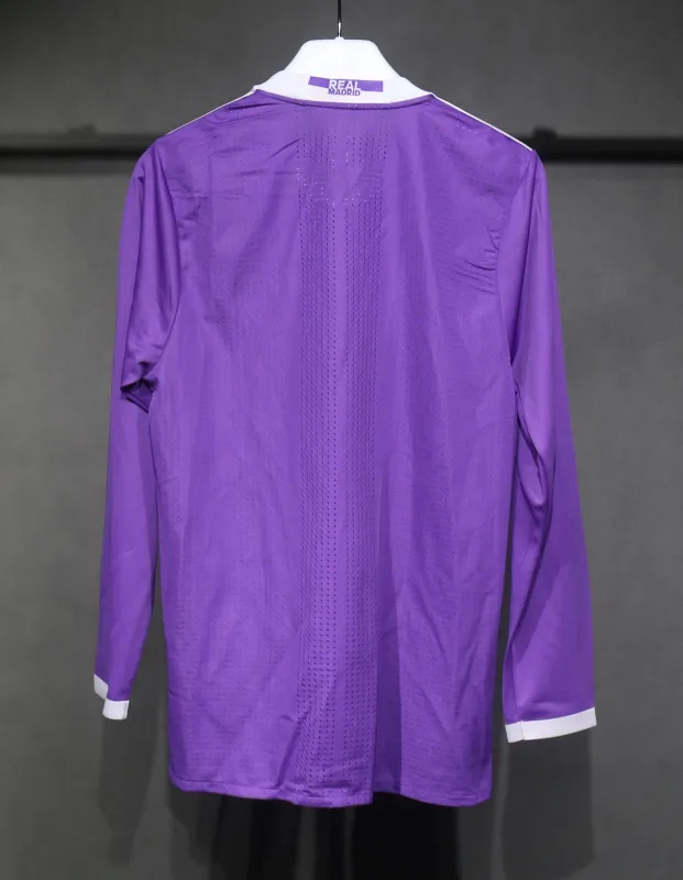 Real Madrid Authentic Retro Jersey Away Long Sleeve Soccer Shirt 2016/17