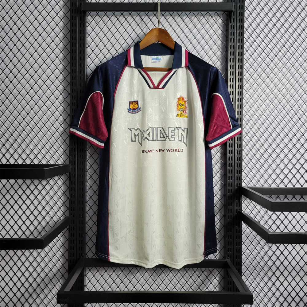 West Ham United Retro Football Jersey Iron Maiden Away Joint Board Shirt 1999/01