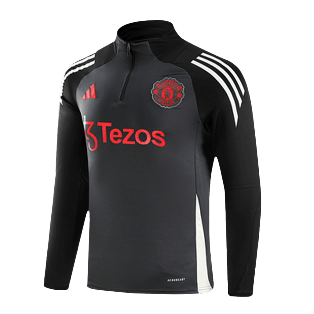 Manchester United 1/2 Zipper Sweat Kit (Top+Pants) Black 2024/25