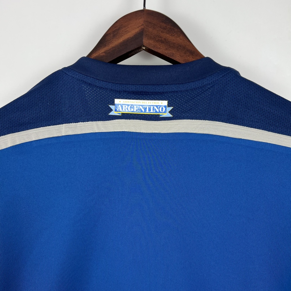 Argentina Retro Jersey Custom Away Long Sleeve Football Jersey 2014