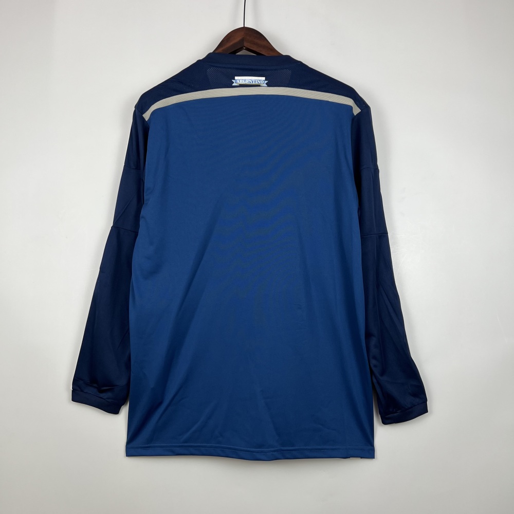 Argentina Retro Jersey Custom Away Long Sleeve Football Jersey 2014