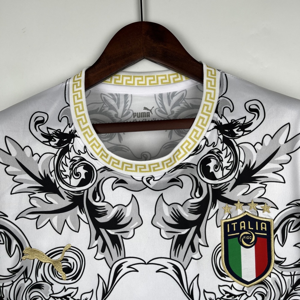 Italy Soccer Jersey x Versace White Special Edition Custom Shirt 2024