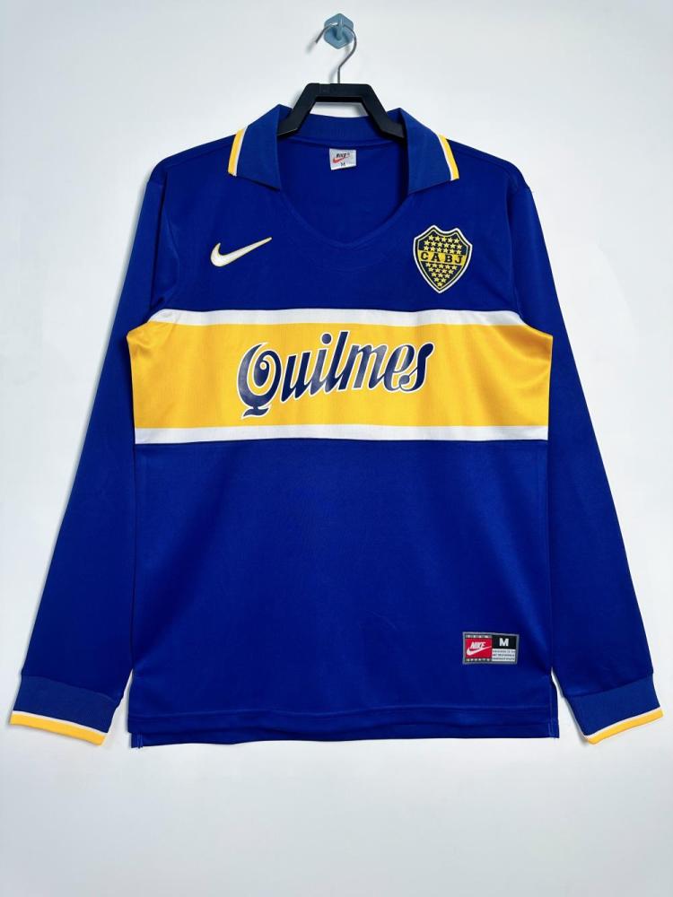 Boca Juniors Retro Soccer Jersey Home Long Sleeve Custom Shirt 1996/97