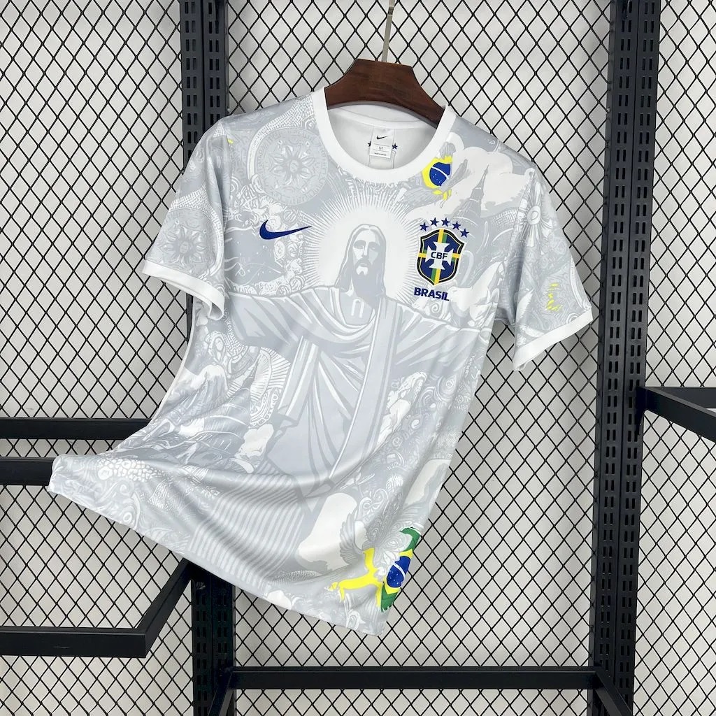 Brazil Soccer Jersey Jesus Special Edition Custom Shirt 2025 in Model Year: 2025 Country and League: Brazil Material:
