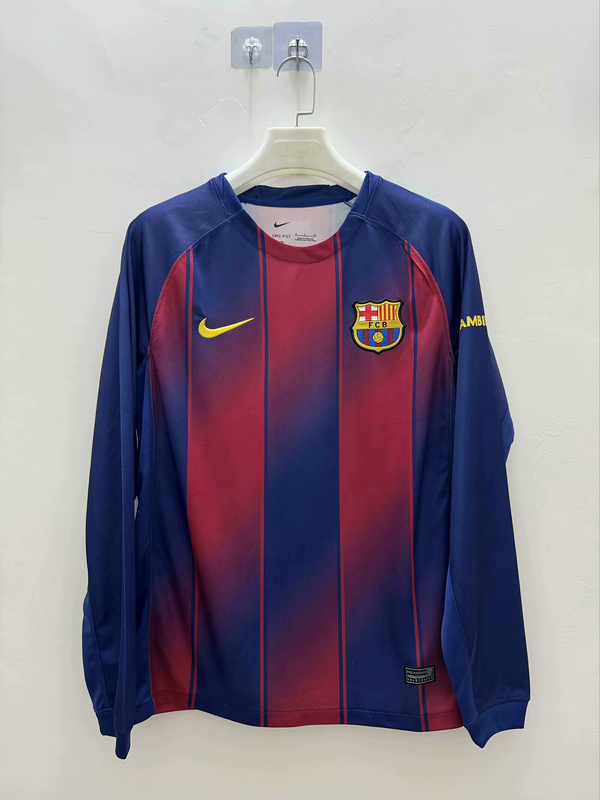Barcelona Home Long Sleeve Soccer Jersey Custom Shirt 2025/26 in Red&Blue