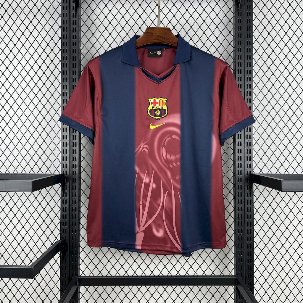 CJ X FC Barcelona Retro 2000/01 HOME Skeleton Jersey in Red