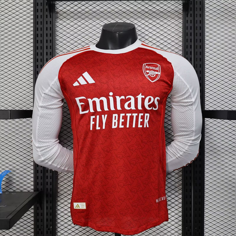 Arsenal Authentic Soccer Jersey Home Long Sleeve Shirt 2025/26 in Red