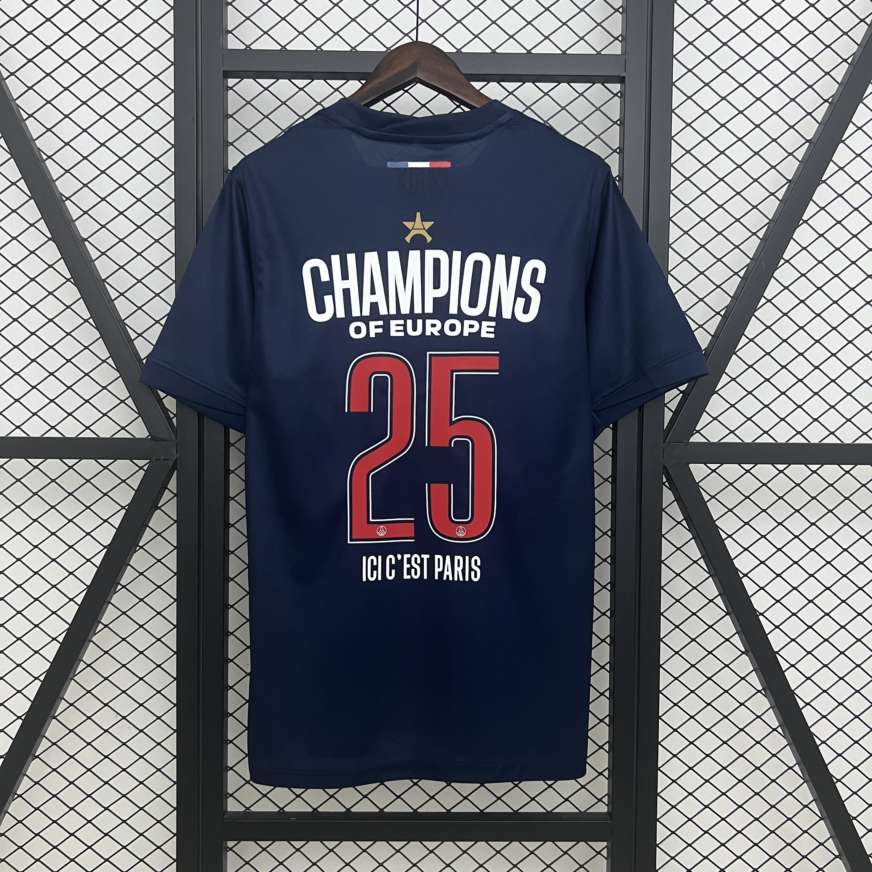 PSG Soccer Jersey Home X Champions of Europe 2025 Custom Shirt - Fan Version (with Star) in Navy