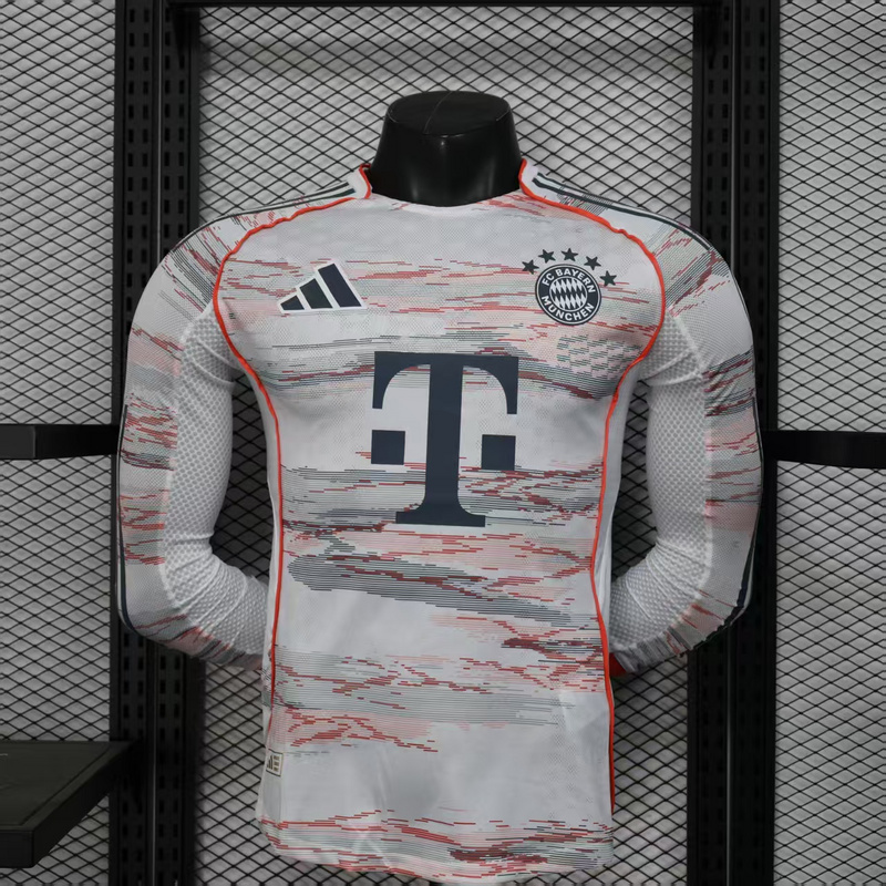 Authentic Bayern Munich Soccer Jersey Away Long Sleeve Shirt 2025/26 in Gray