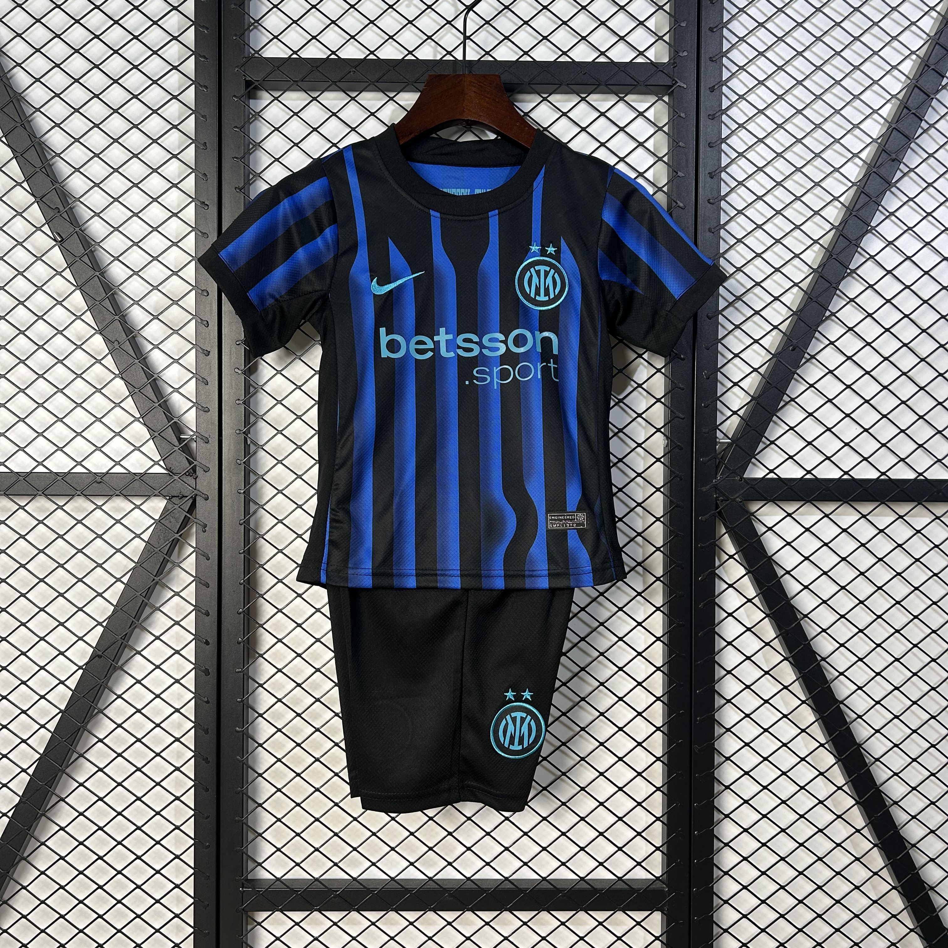 Inter Milan Soccer Jersey Home Kids Kit Jerseys+Shorts 2025/26 in Blue&Black