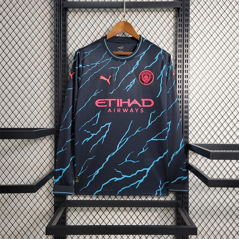 Manchester City Football Jersey Third Away Long Sleeve Shirt 2023/24 in Model Year: 2023/24 Country and League: