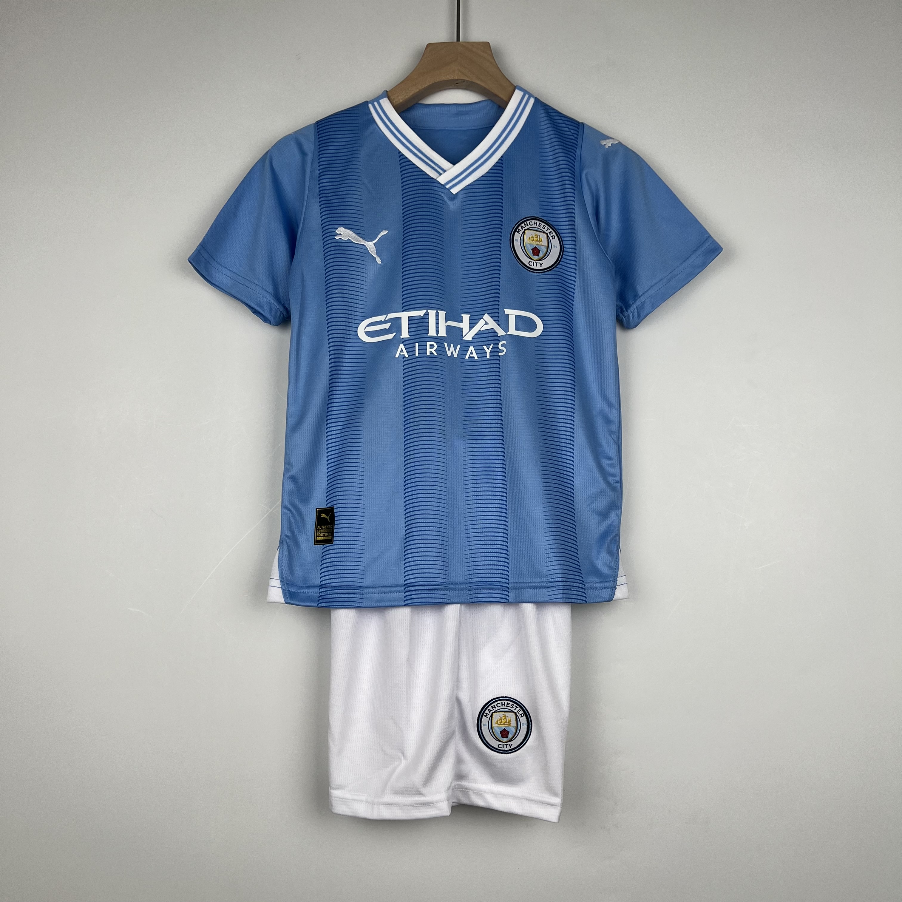 Manchester City Football Jersey Home Kids Jersey & Shorts Kit 2023/24 in Blue