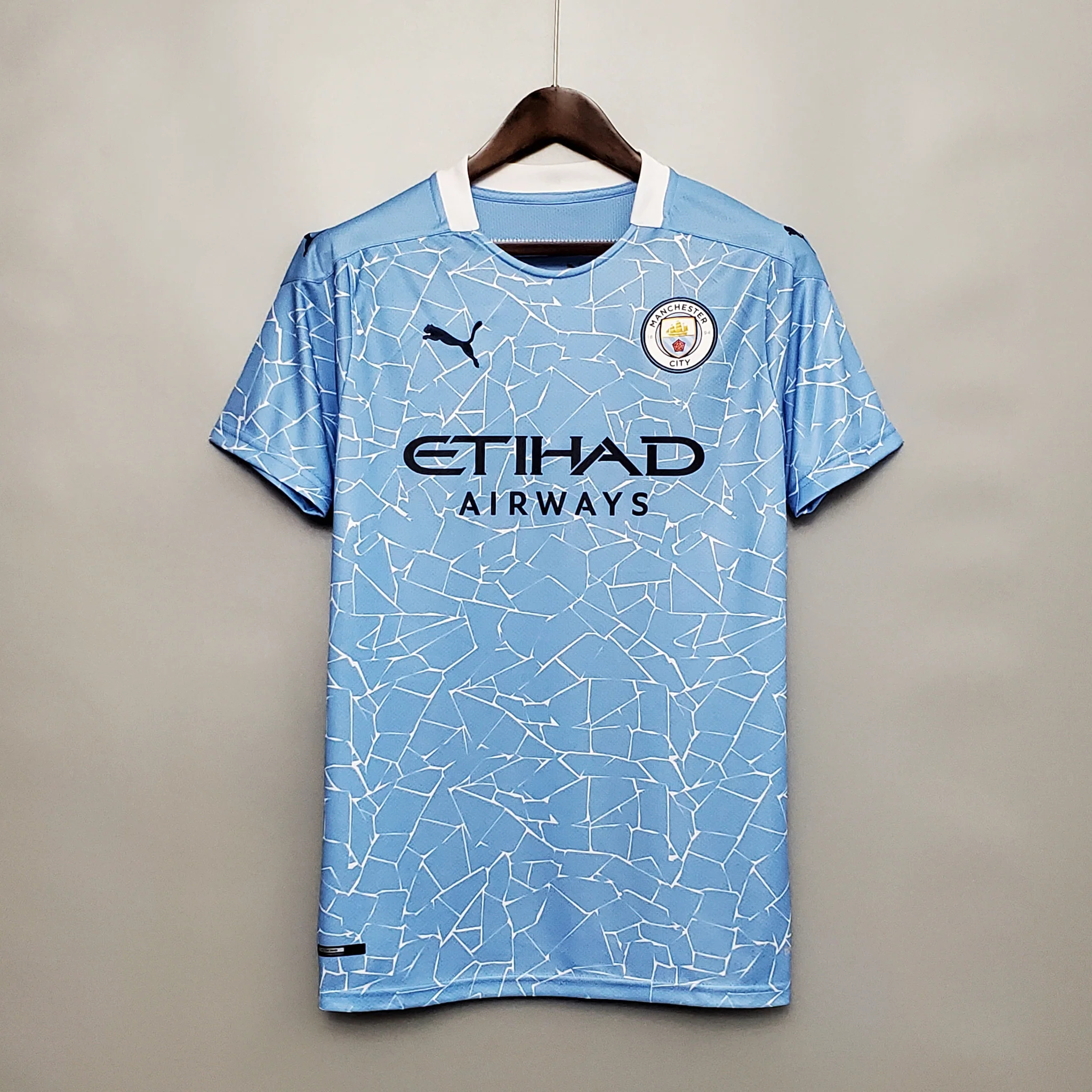 Manchester City Retro Football Jersey Home Shirt 2020/21 in Blue