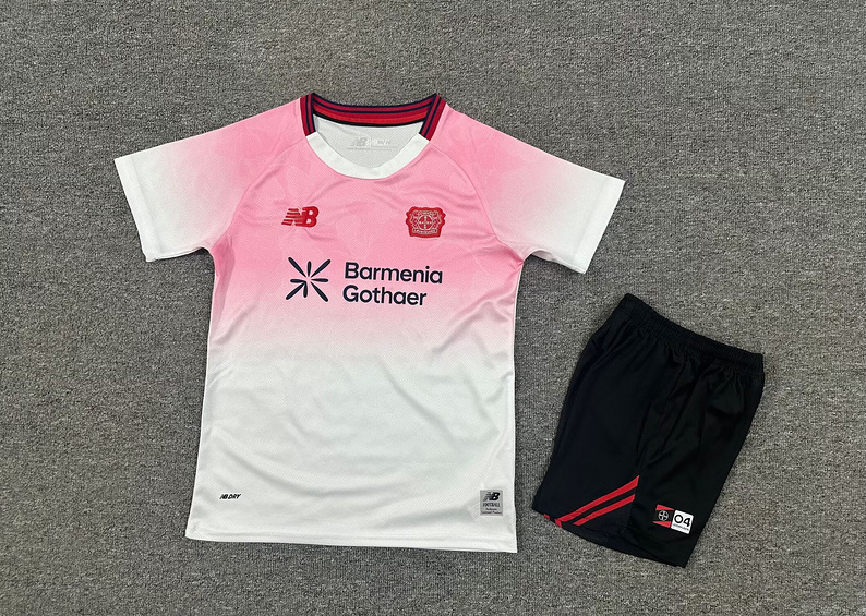 Bayer 04 Leverkusen Soccer Jersey Away Kids Jersey & Shorts Kit 2025/26 in Pink