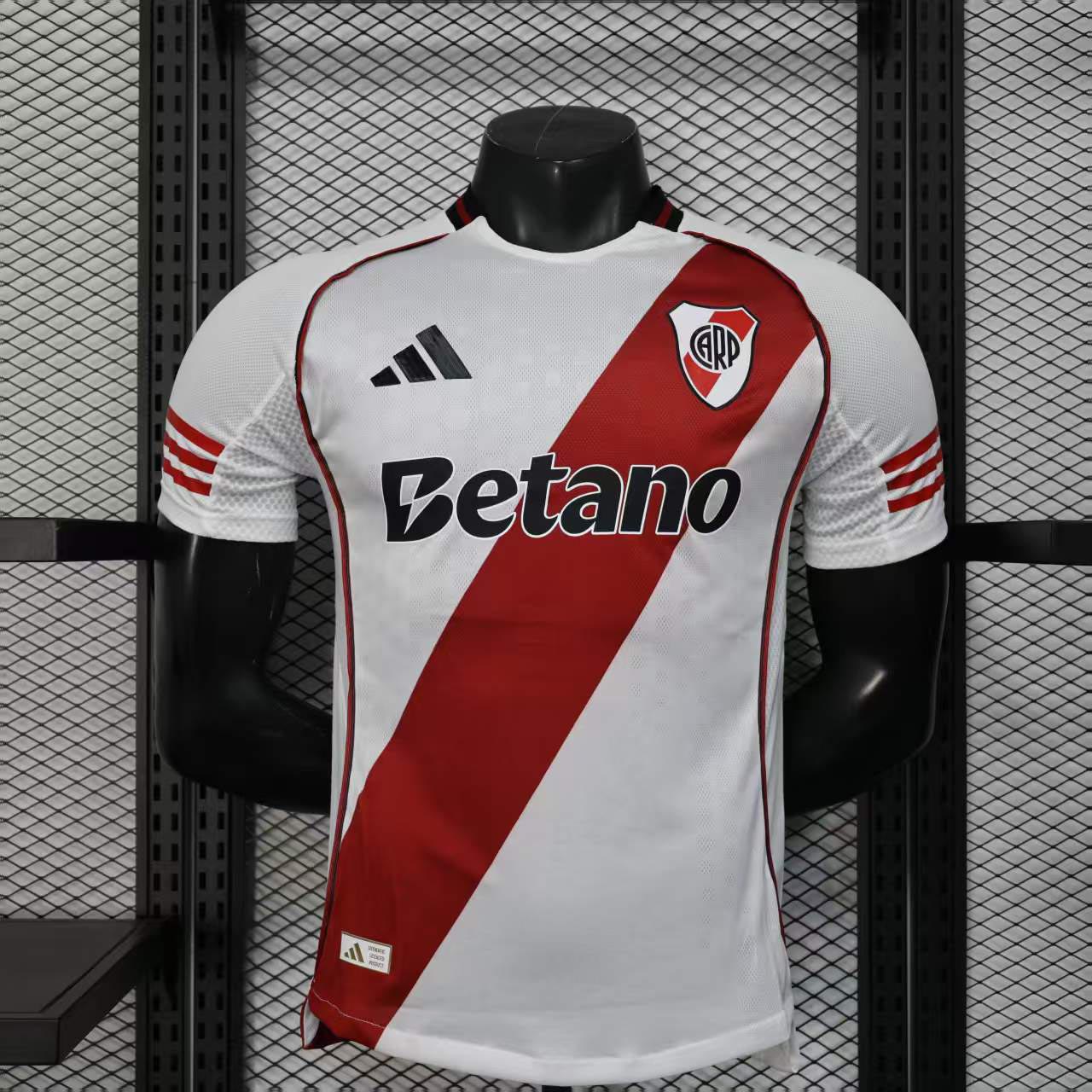River Plate Authentic Soccer Jersey Home Shirt 2025/26 - with Sponsors in Red&White
