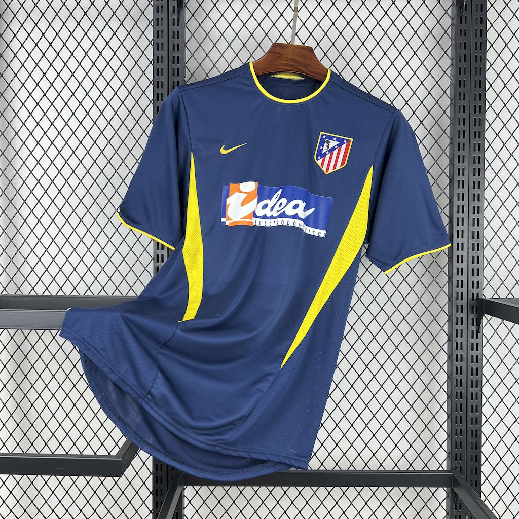 Atletico Madrid Retro Soccer Jersey Away Shirt 2002-03 in Blue
