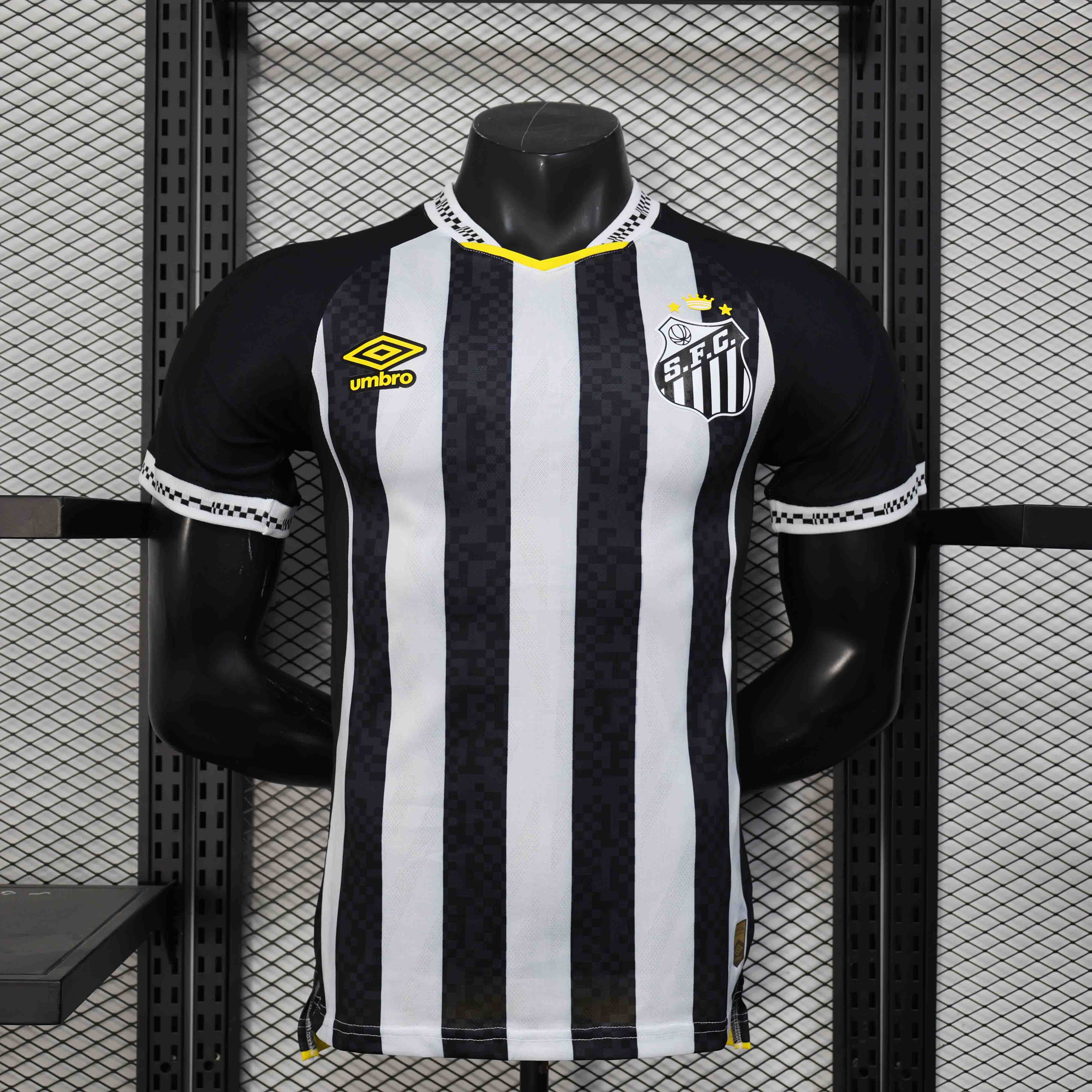 Santos FC Authentic Soccer Jersey Away Shirt 2025 in White&Black