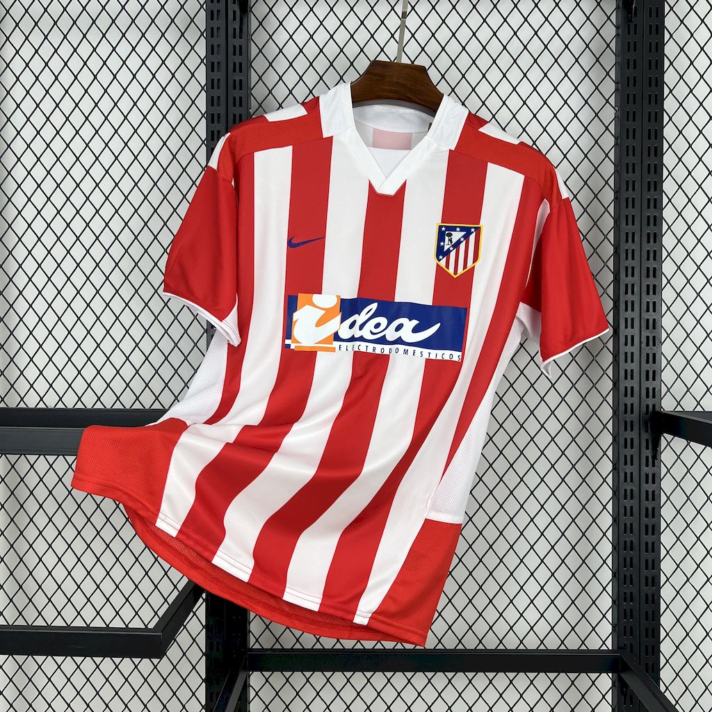 Atletico Madrid Retro Soccer Jersey Home Shirt 2002-03 in Red&White