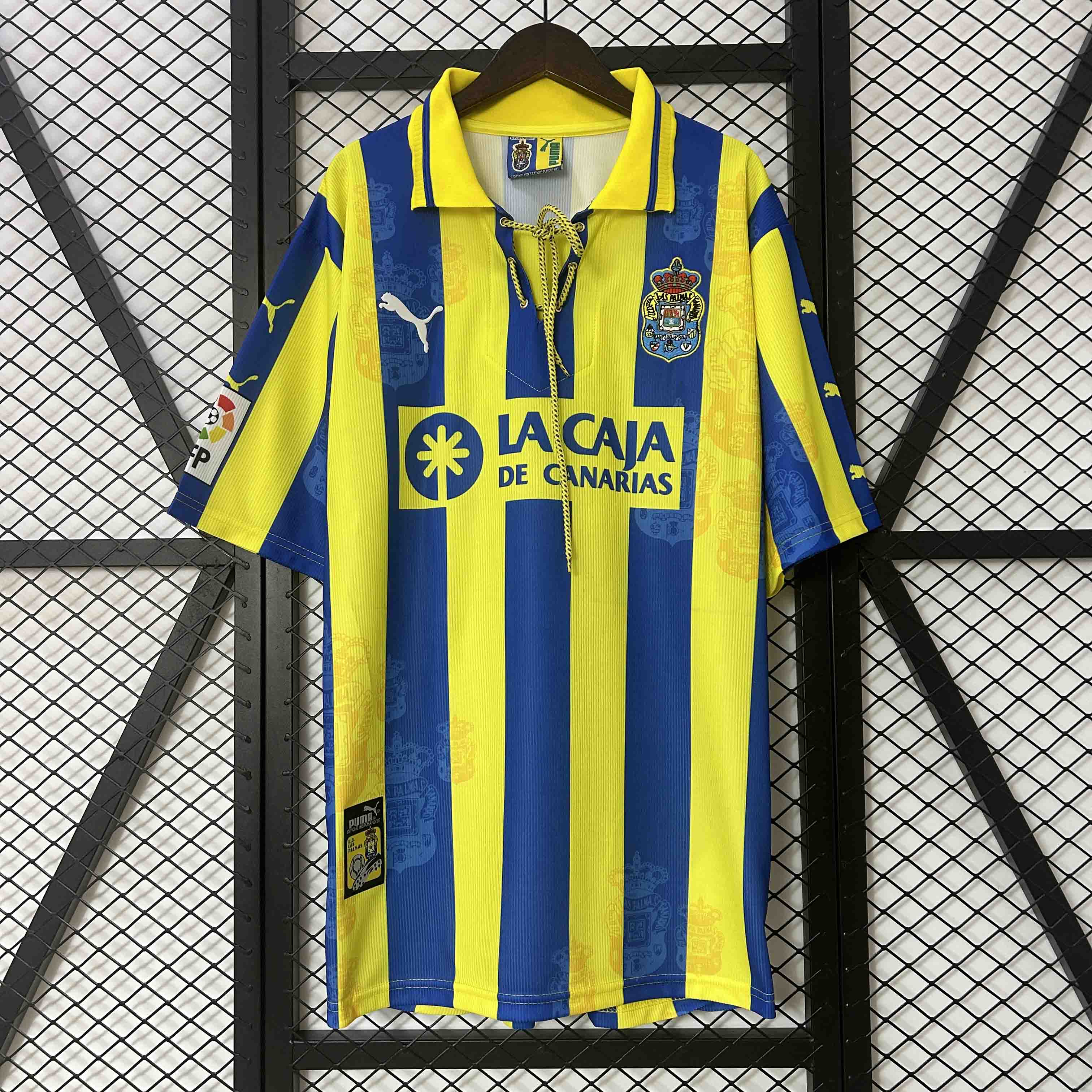 UD Las Palmas Retro Soccer Jersey Away Custom Shirt 1997/98 in Yellow&Blue