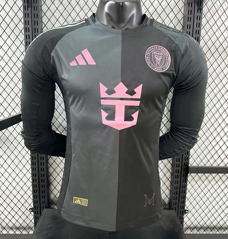 Inter Miami Authentic Soccer Jersey Away Long Sleeve Shirt 2025 in Black