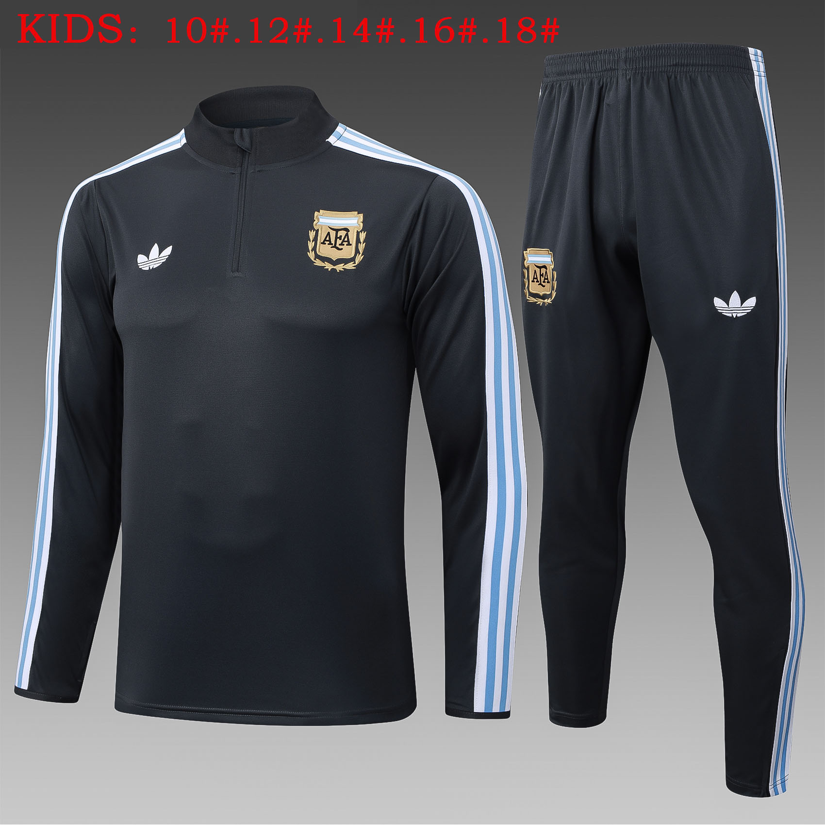 Kids Argentina Training Kit Sweatshirt & Pants Set Deep Grey 2025