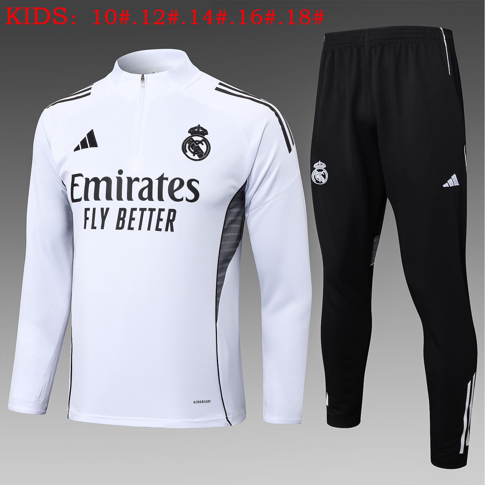 Kids Real Madrid Training Kit Sweatshirt & Pants Set White 2025/26