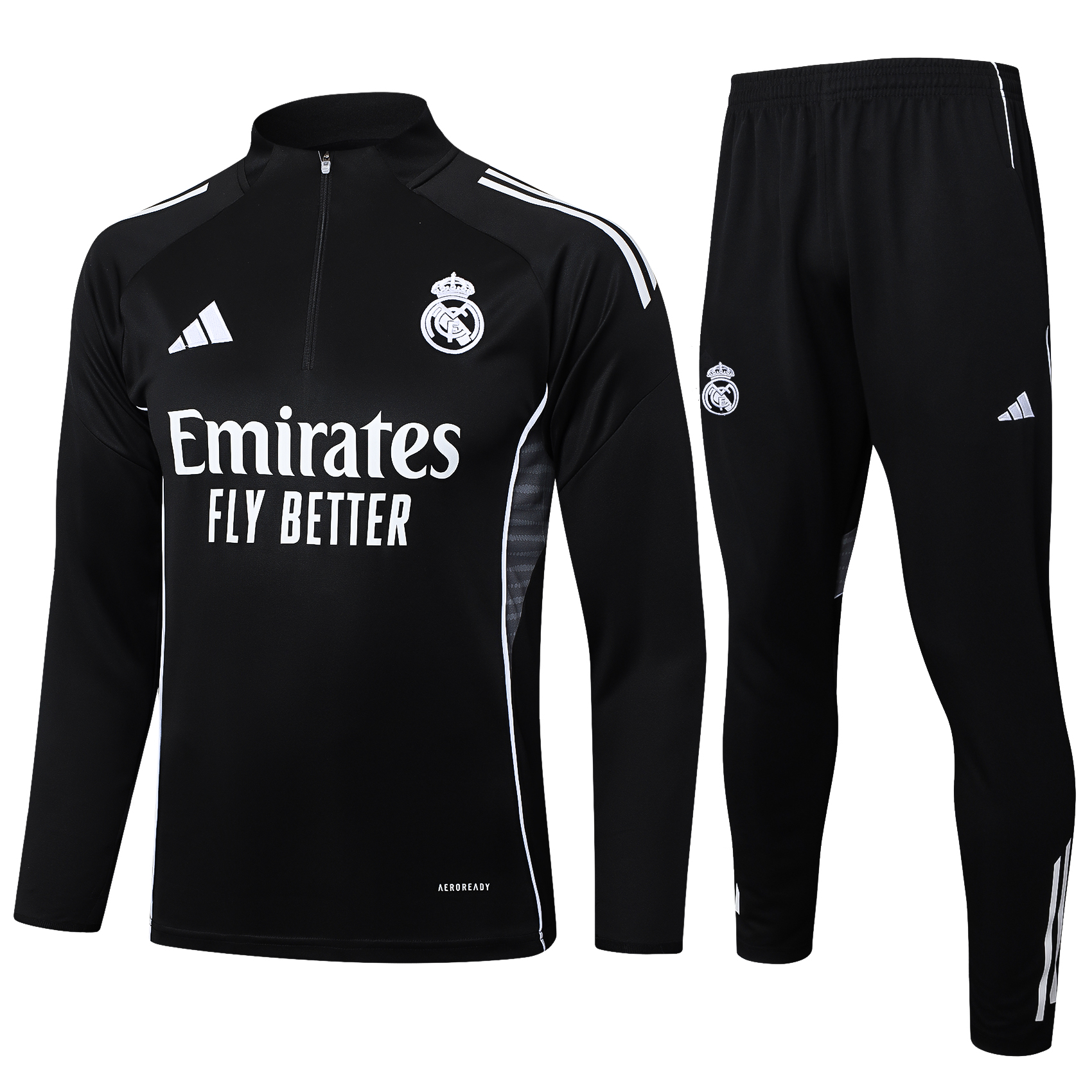 Real Madrid Training Kit Sweatshirt & Pants Set Black 2025/26