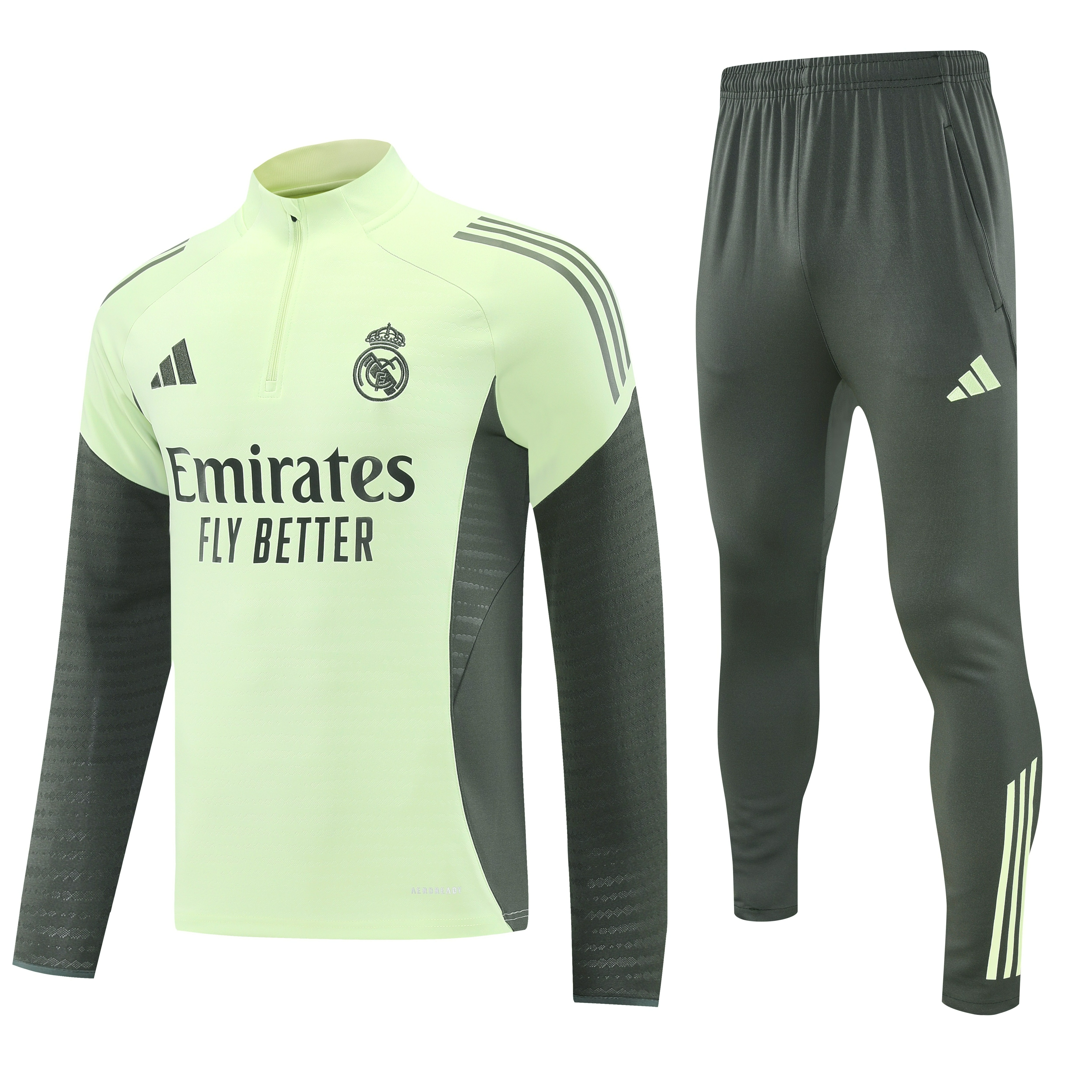Real Madrid Authentic Training Kit Sweatshirt & Pants Set Light Green 2025/26 - Player Version
