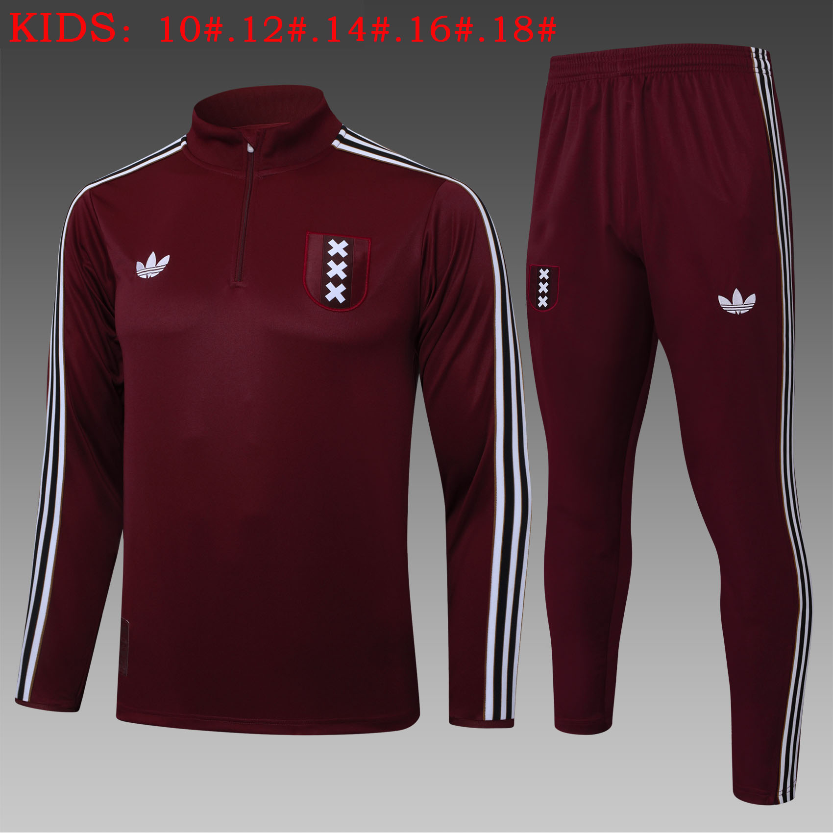 Kids AJAX Training Kit Sweatshirt & Pants Set Deep Red 2025/26