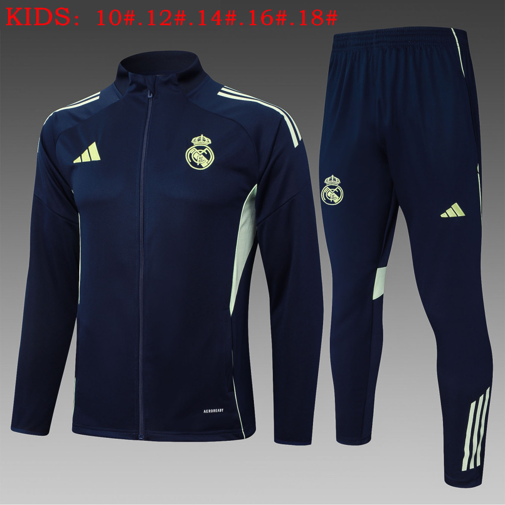 Kids Real Madrid Training Kit (Jacket+Pants) Cyan 2025/26