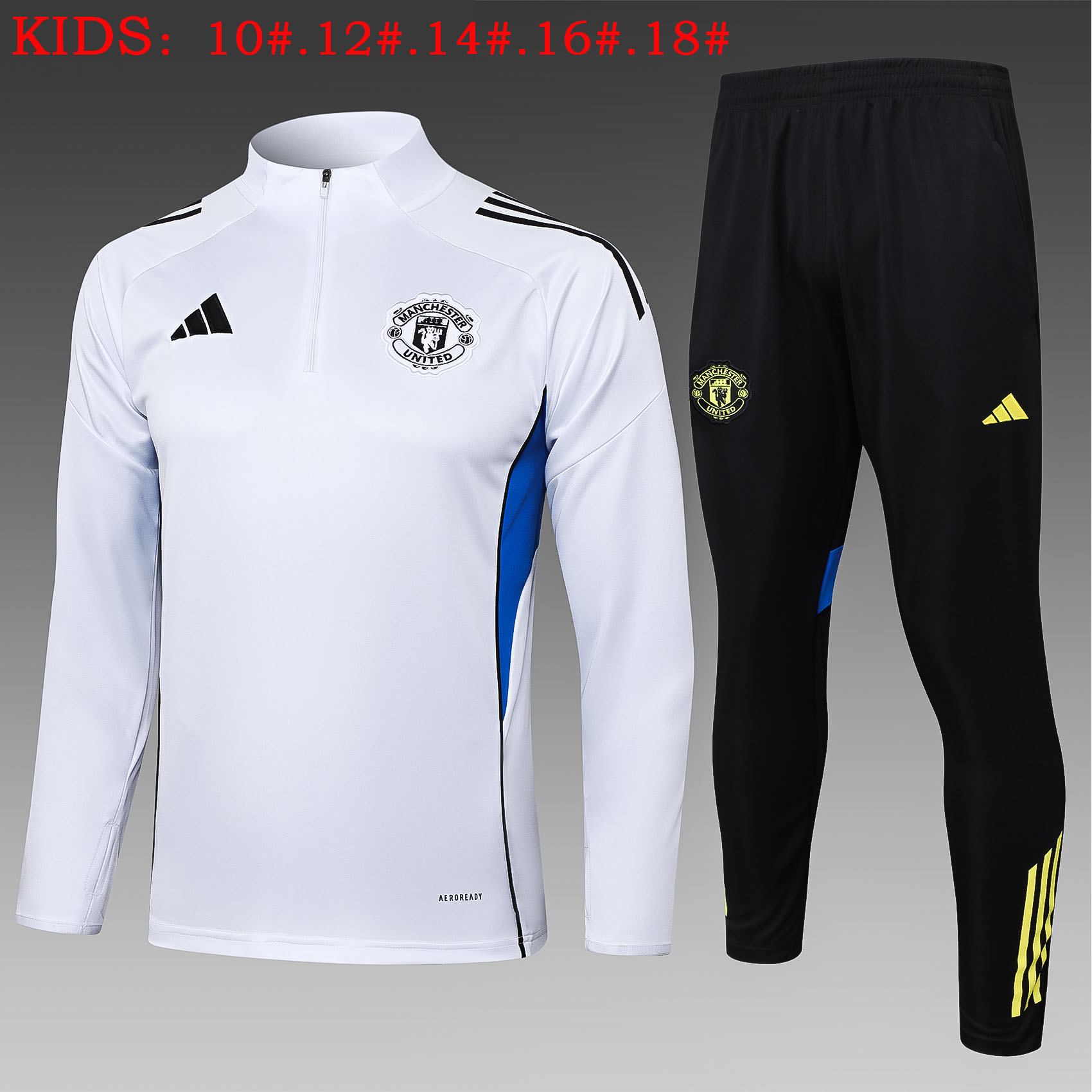 Kids Manchester United Training Kit Sweatshirt & Pants Set White 2025/26