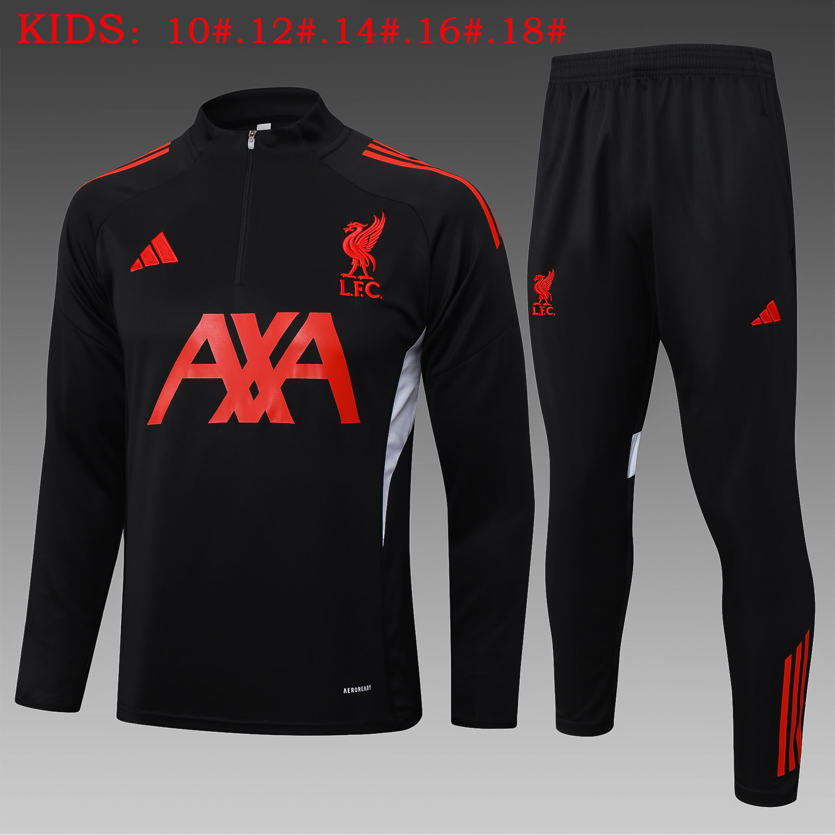 Kids Liverpool Training Kit Sweatshirt & Pants Set Black 2025/26