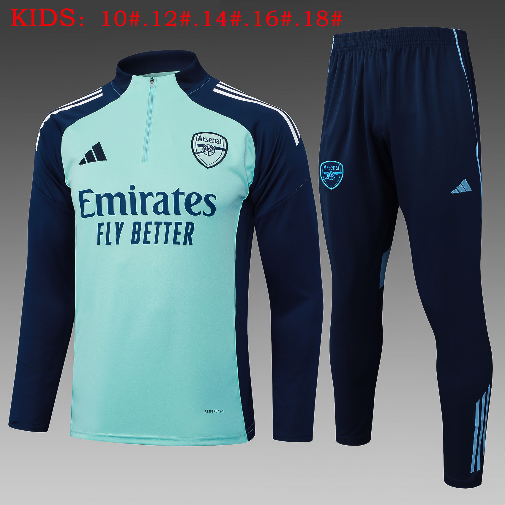 Kids Arsenal Training Kit Sweatshirt & Pants Set Light Green 2025/26