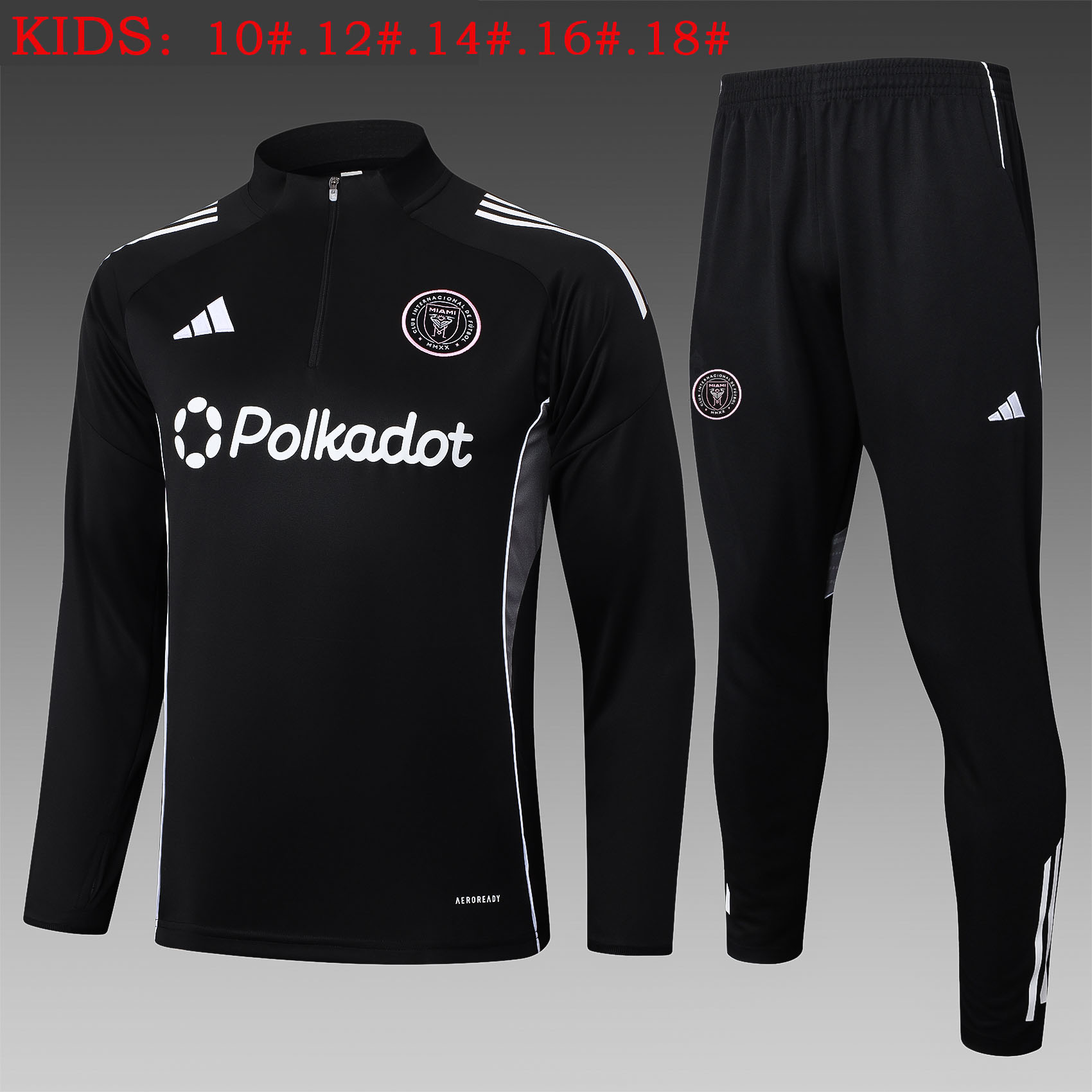Kids Inter Miami Training Kit Sweatshirt & Pants Set Black 2025