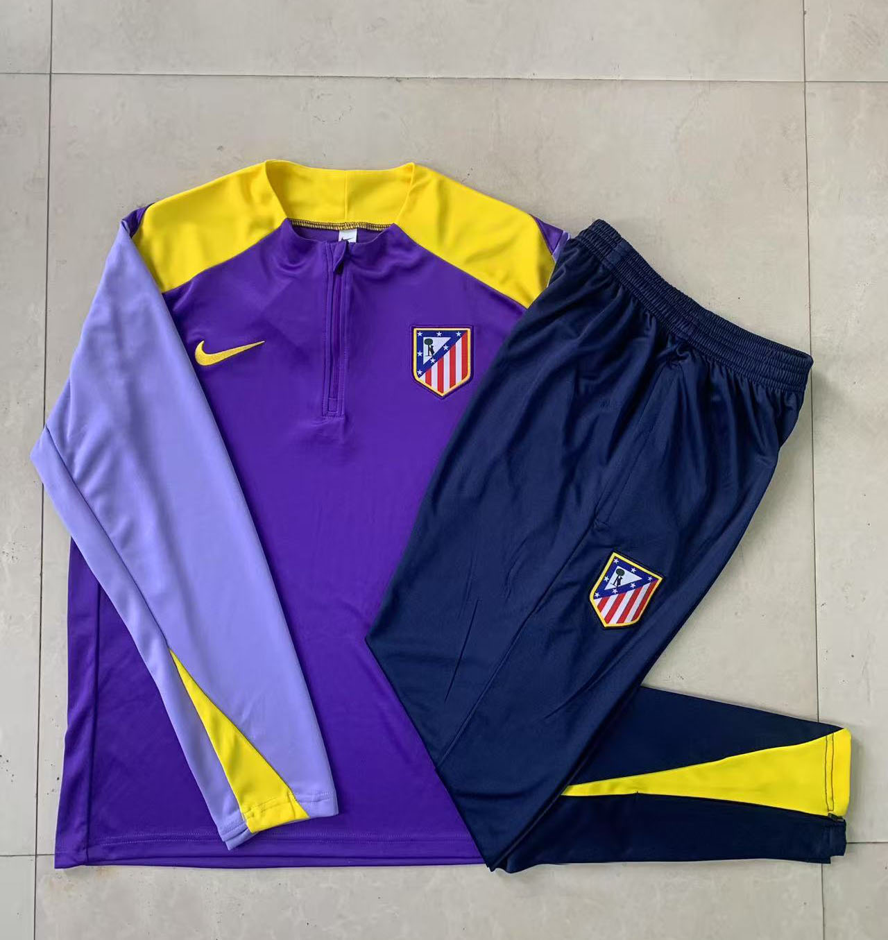 Kids Atletico Madrid Training Kit Sweatshirt & Pants Set Purple 2025/26