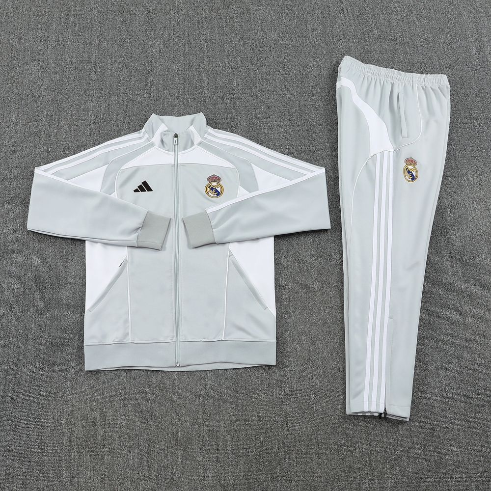 Real Madrid Training Kit (Jacket+Pants) White&Grey 2025/26