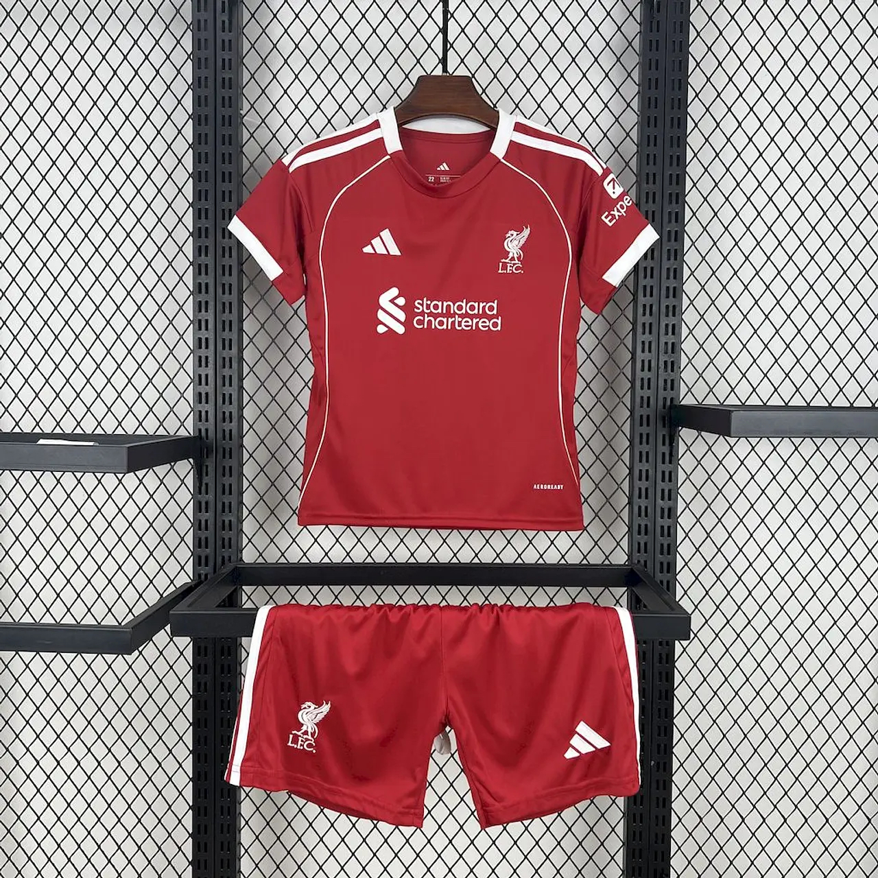 Liverpool Football Jersey Home Kids Jersey & Shorts Kit 2025/26 in Red