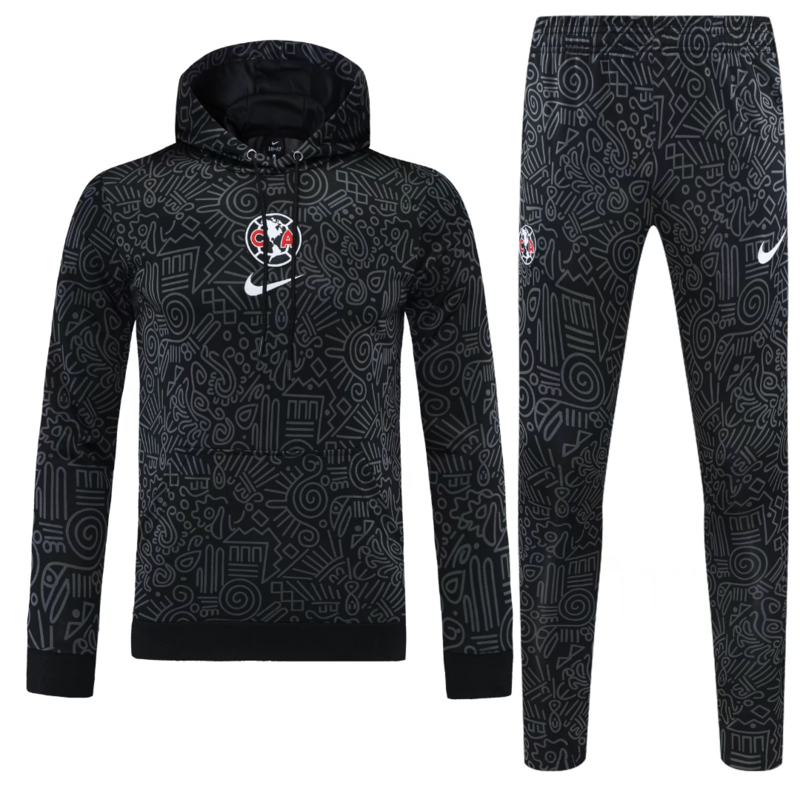 Club America Hoodie Training Kit Sweatshirt & Pants Set Black 2025/26