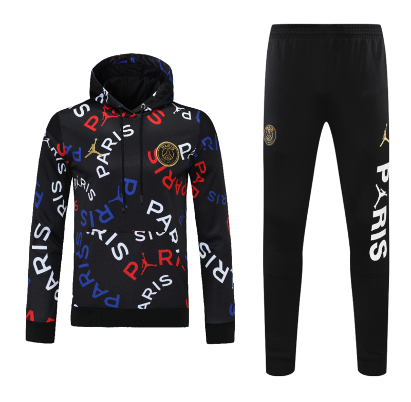 PSG Technical Hoodie Training Kit Sweatshirt & Pants Set Black 2025/26