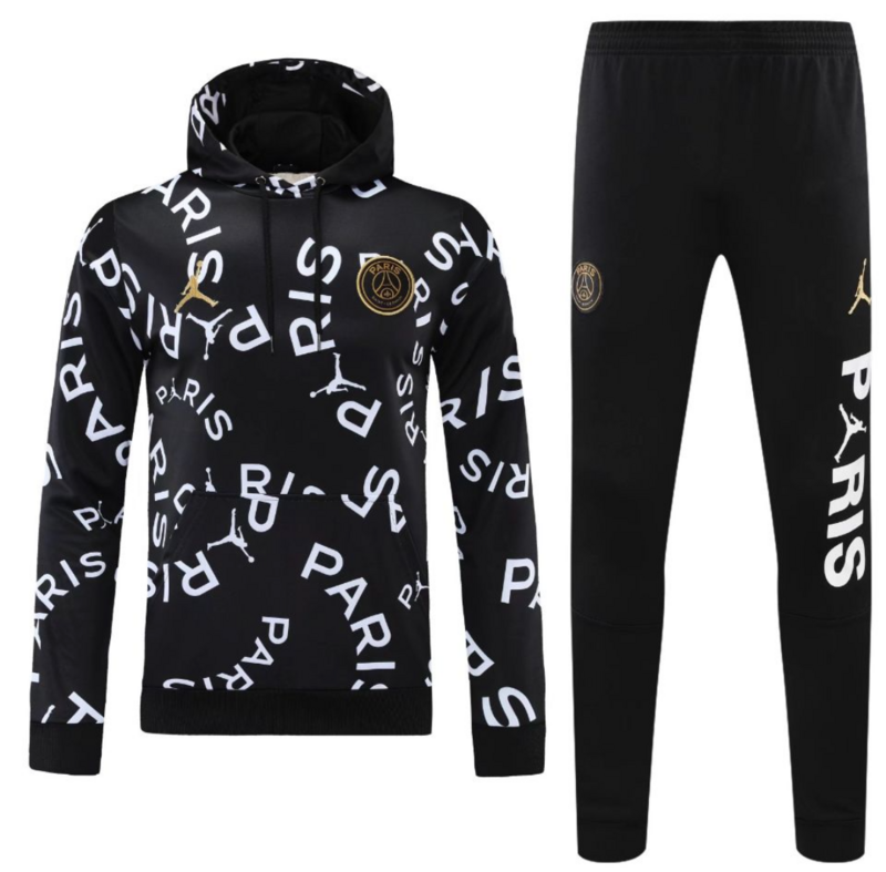 PSG Technical Hoodie Training Kit Sweatshirt & Pants Set Black 2025/26