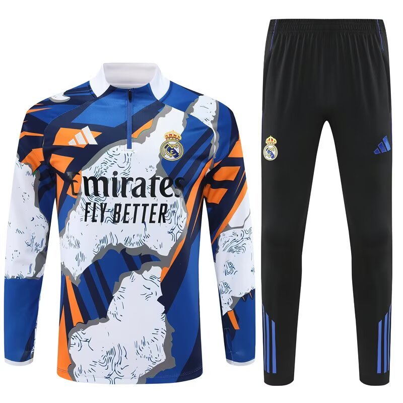 Real Madrid Training Kit Sweatshirt & Pants Set Blue&Amp;white 2025/26 in Blue&White