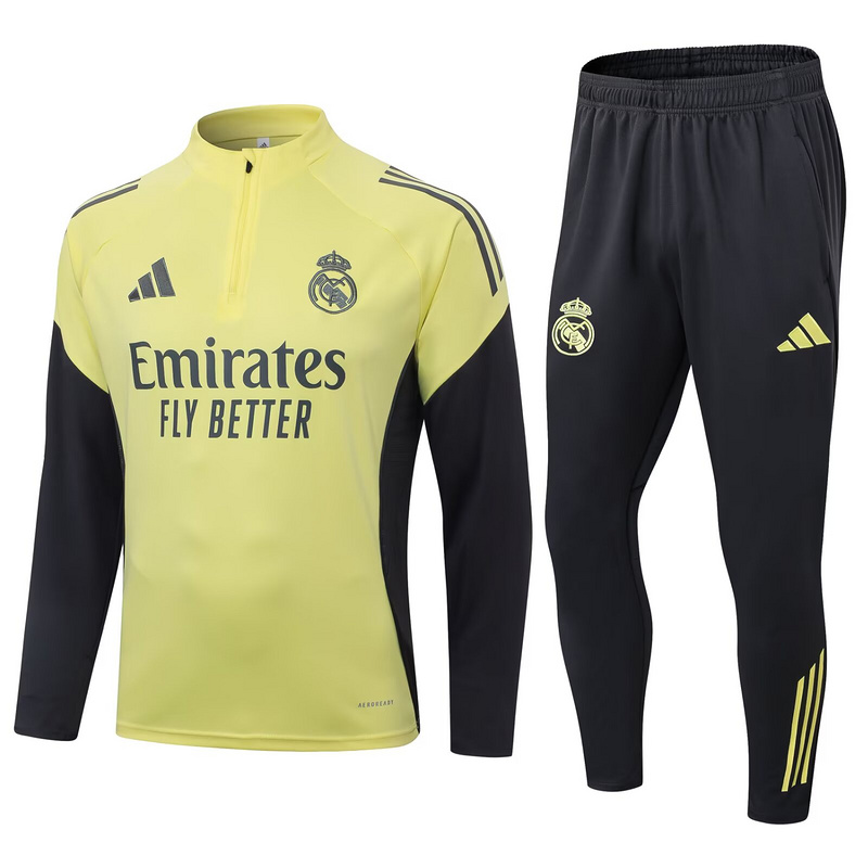 Kids Real Madrid Training Kit Sweatshirt & Pants Set Yellow 2025/26