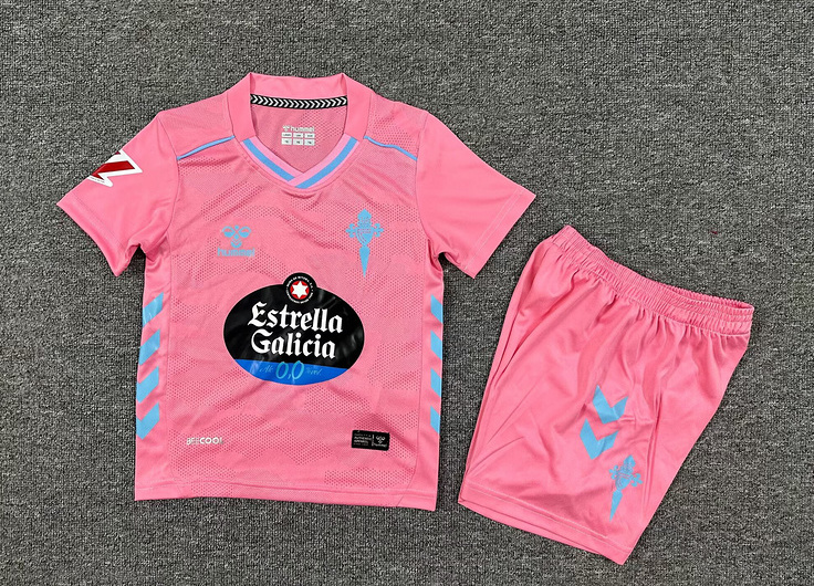 Celta Vigo Soccer Jersey Third Away Kids Jersey & Shorts Kit 2025/26 in Pink